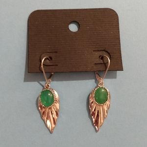 STS 925 Sterling Silver Jade Drop Earrings